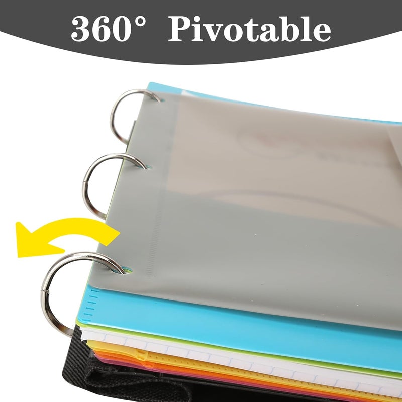 Tashkummy Pivotable Refillable Notebook, 3 Ring Binder Notebooks 1 Inch, Notebook with Dividers and Pockets, Folder Notebook, Flexible Binder, Soft Binders 3 Ring, Foldable Binder- White - Image 4
